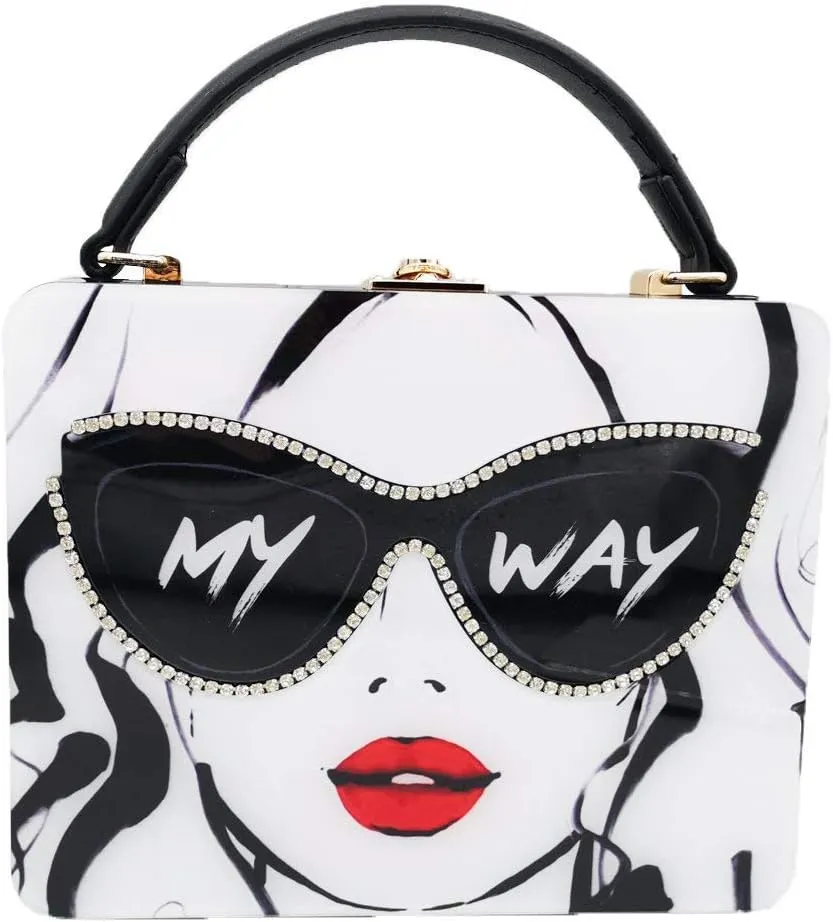 Novlety Designer Acrylic Shoulder Bag for Women Tote Purse and Handbags Box Clutch Crossbody Bag