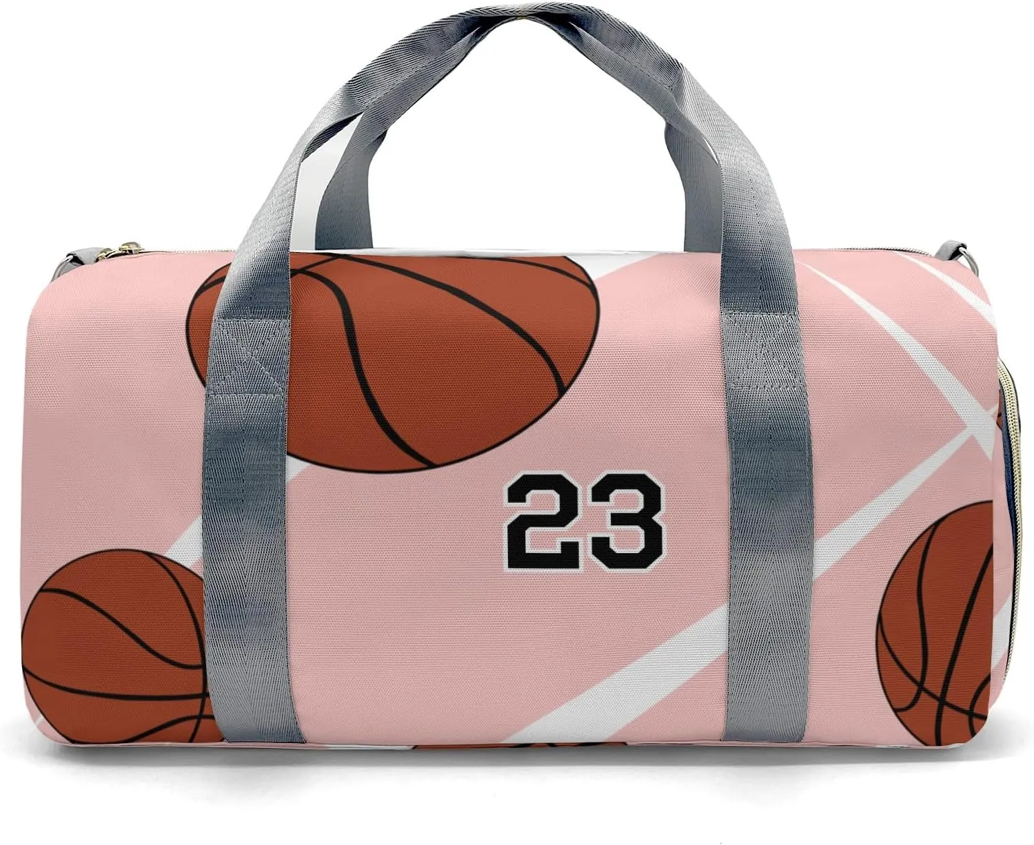 Number Sport Basketball Player Team Peach Personalized Gym Dance Bag for Girls Boys,Custom Name Sport Duffel Bag Weekender Bags Carry On Travel Duffel Bag