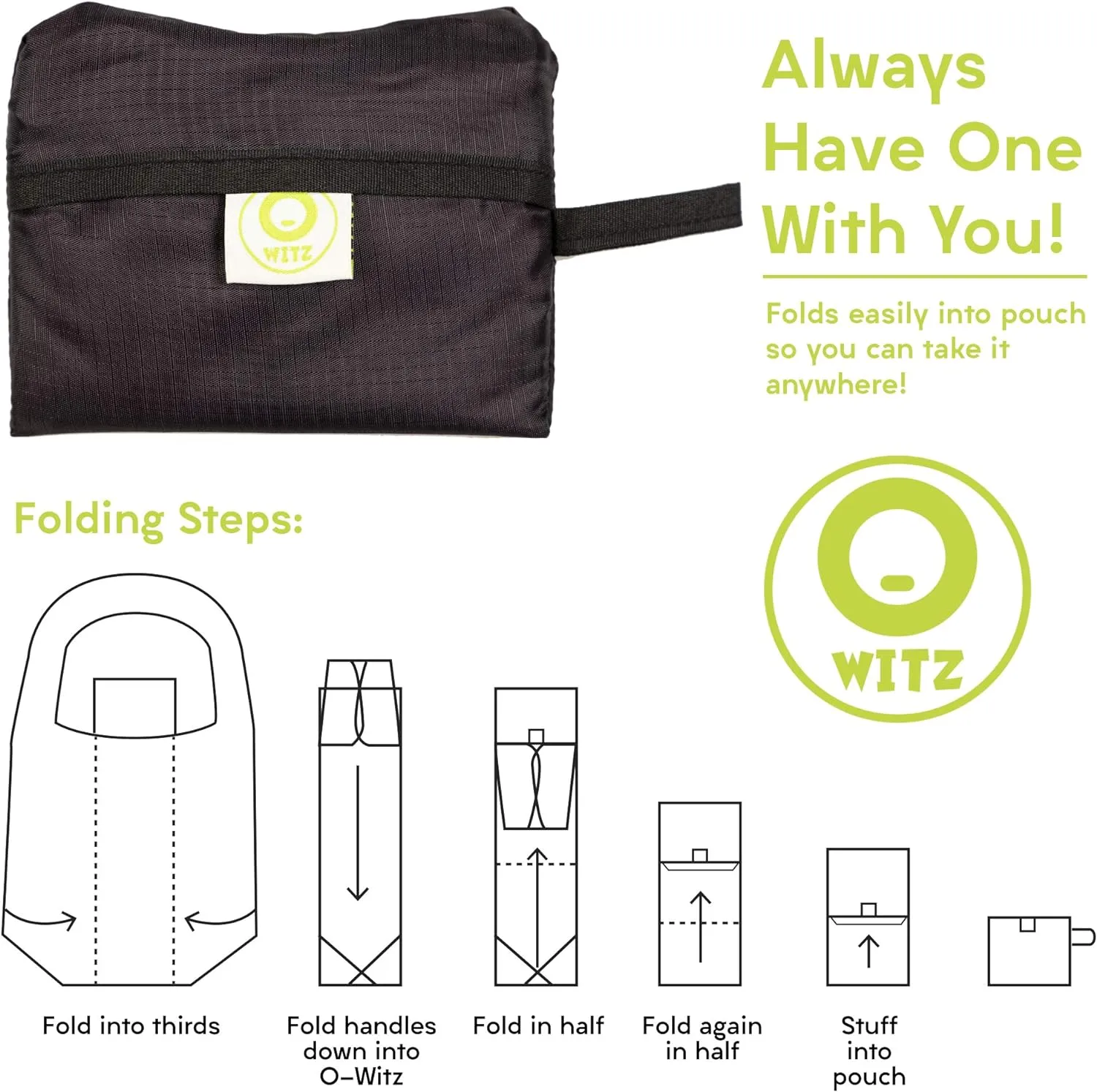 O-WITZ Reusable Grocery Bags | Vibrant Tote Bag For Groceries, Gym, Office Supplies, Beach, Toys & More | Washable Design With Large Handles For Maximum Convenience | Folds Into A Small Pouch, Unicorn