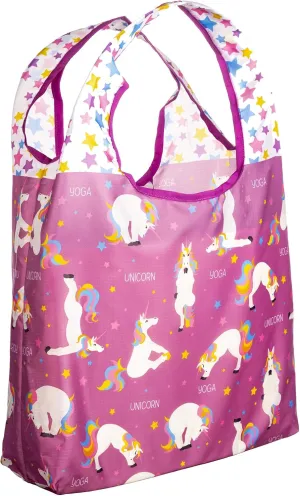 O-WITZ Reusable Grocery Bags | Vibrant Tote Bag For Groceries, Gym, Office Supplies, Beach, Toys & More | Washable Design With Large Handles For Maximum Convenience | Folds Into A Small Pouch, Unicorn
