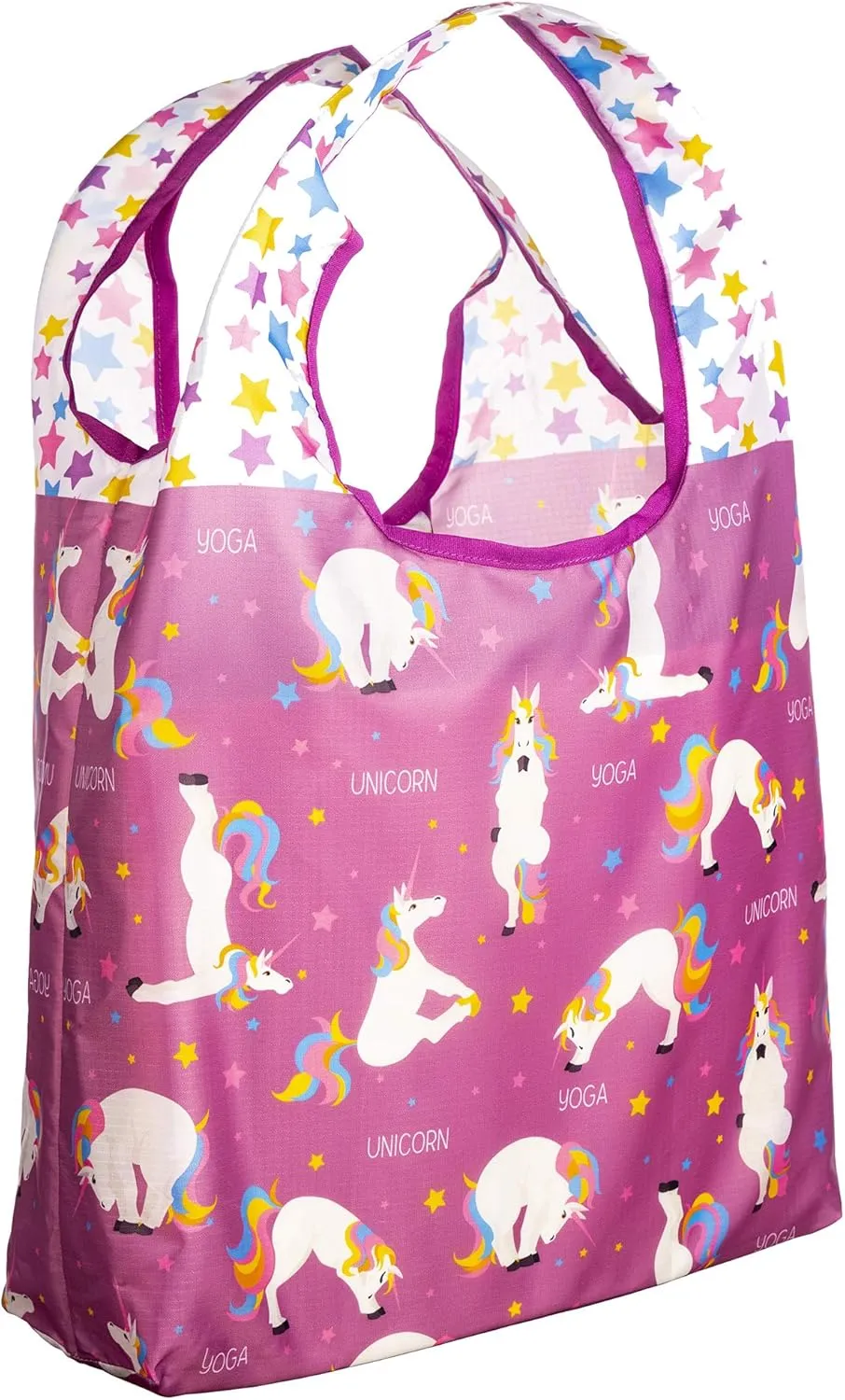 O-WITZ Reusable Grocery Bags | Vibrant Tote Bag For Groceries, Gym, Office Supplies, Beach, Toys & More | Washable Design With Large Handles For Maximum Convenience | Folds Into A Small Pouch, Unicorn