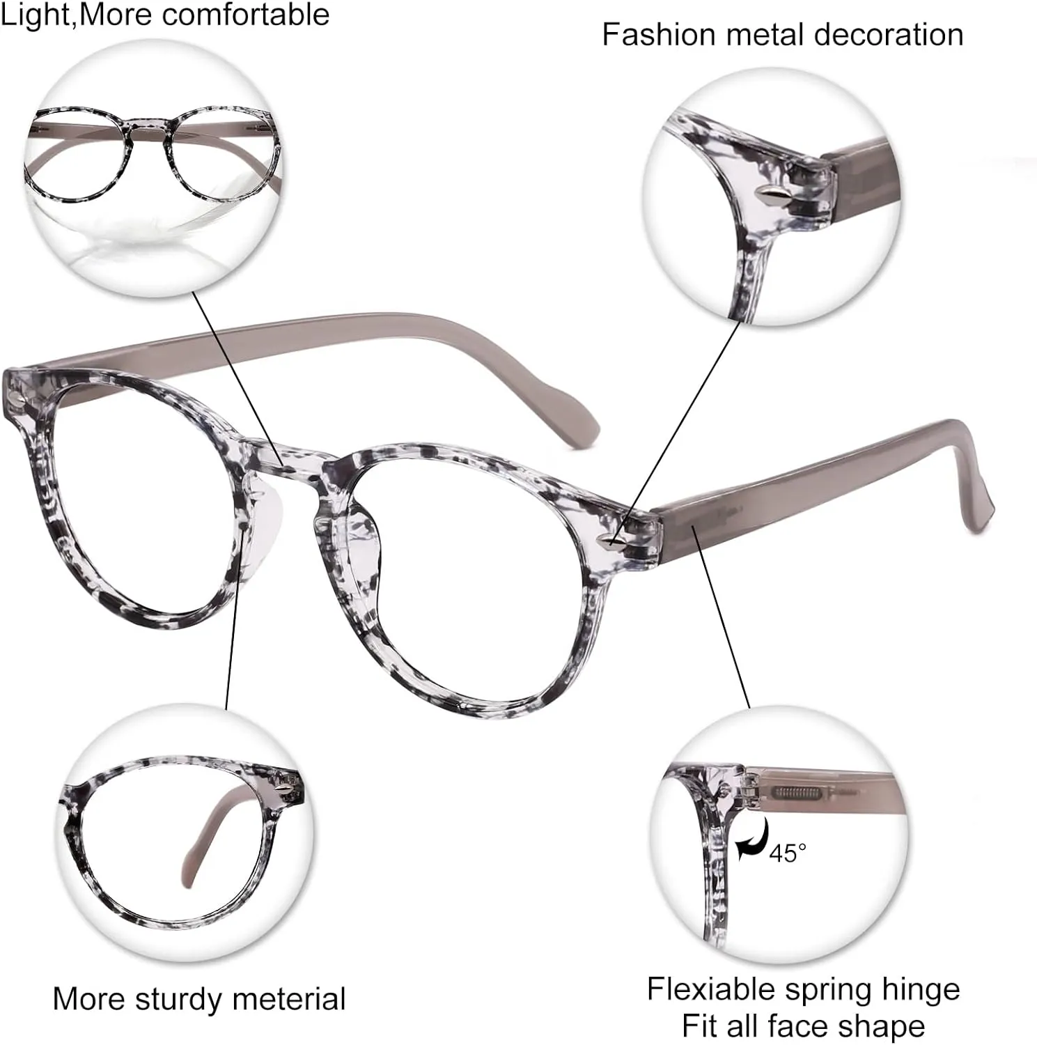 OCCI CHIARI Reading Glasses 1.75 Womens Trendy Round Readers 1.0 1.25 1.5 1.75 2.0 2.25 2.5 2.75 3.0 3.5 4.0 5.0 6.0(Tortoise,1.75)