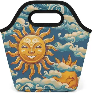 Ocean Sunrise Faces Reusable Grocery Bags Portable Lightweight Waterproof Shopping Tote Bag