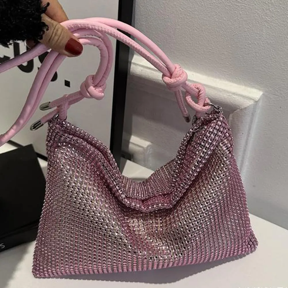 Octwine Rhinestones Evening Bucket Purse Handbag - Sparkly Shoulder Bag for Women's Party Prom