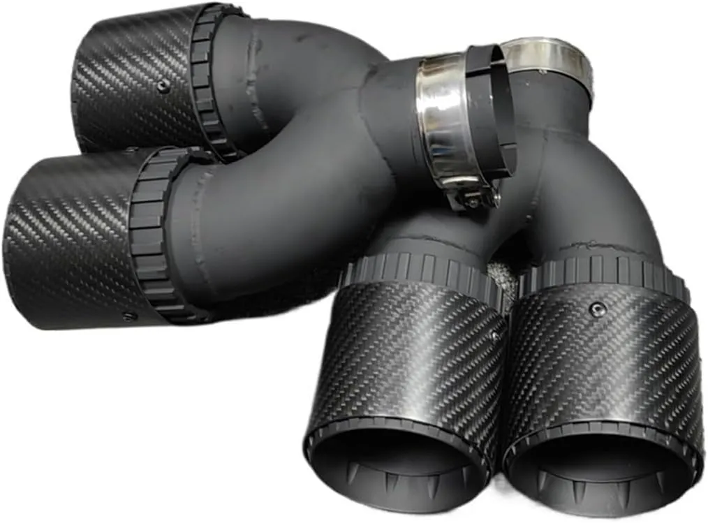 One Pair Right & Left 3-Layers Muffler Tip Nozzles Y Model Dual Outlet Tails Throat Compatible For Akrapovic Compatible For Remus Exhaust Tip(IN57OUT101MM No logo)