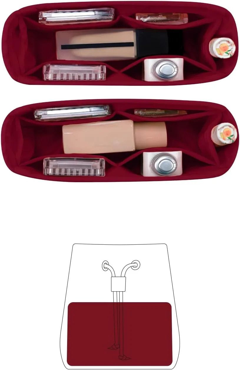 Organizer for Luxury Bag with Silky Satin, Tote Bag Inner and Purse Bags Storage Fit for Neonoe BB/MM/2022 MM Bags, Multiple Pockets Capacity, Lightweight for Daily Use(Ruby, Neonoe MM)