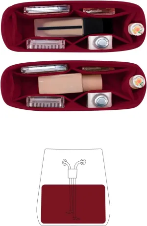 Organizer for Luxury Bag with Silky Satin, Tote Bag Inner and Purse Bags Storage Fit for Neonoe BB/MM/2022 MM Bags, Multiple Pockets Capacity, Lightweight for Daily Use(Ruby, Neonoe MM)