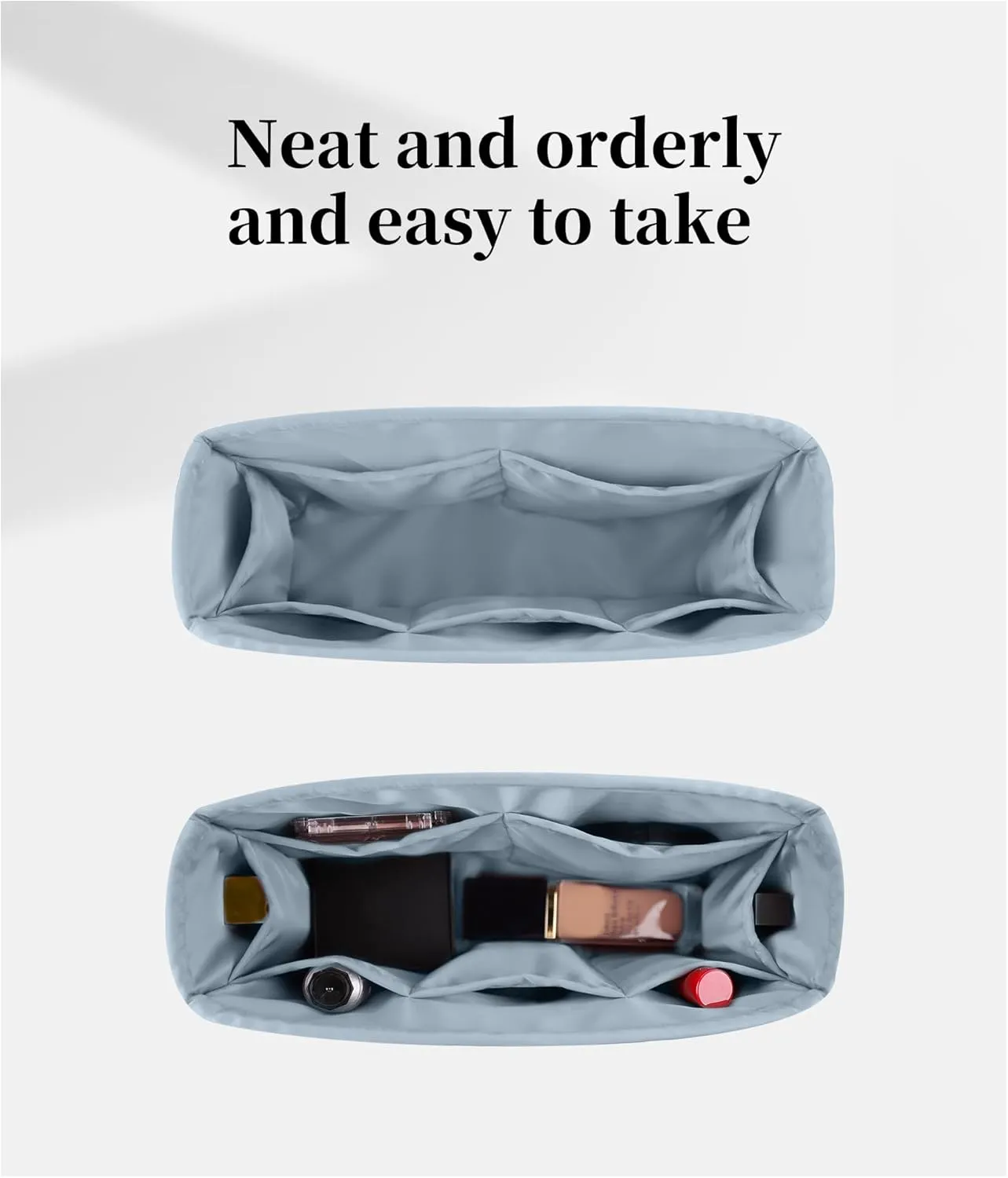 Organizer for Purse Bags, Tote HandBags Organizer with Silky Satin Compatible with Chanel 19 Jumbo, Lightweight Inner Bag for Luxury Bags (Blue brume, Jumbo30)