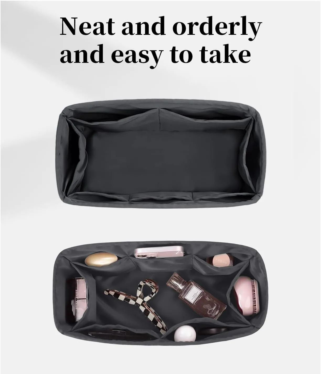Organizer Insert for Hermes Bags, Luxury Bags Storage with Silk, Fits Birkin 30 Bags, Lightweight Shaper with Multiple Pockets for Daily Use(Grismeyer, Birkin30)