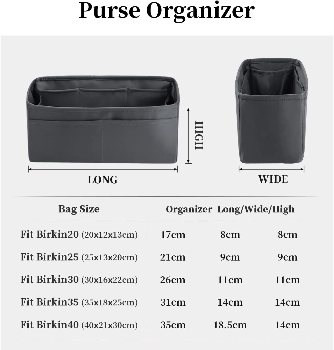 Organizer Insert for Hermes Bags, Luxury Bags Storage with Silk, Fits Birkin 30 Bags, Lightweight Shaper with Multiple Pockets for Daily Use(Grismeyer, Birkin30)