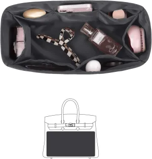 Organizer Insert for Hermes Bags, Luxury Bags Storage with Silk, Fits Birkin 30 Bags, Lightweight Shaper with Multiple Pockets for Daily Use(Grismeyer, Birkin30)