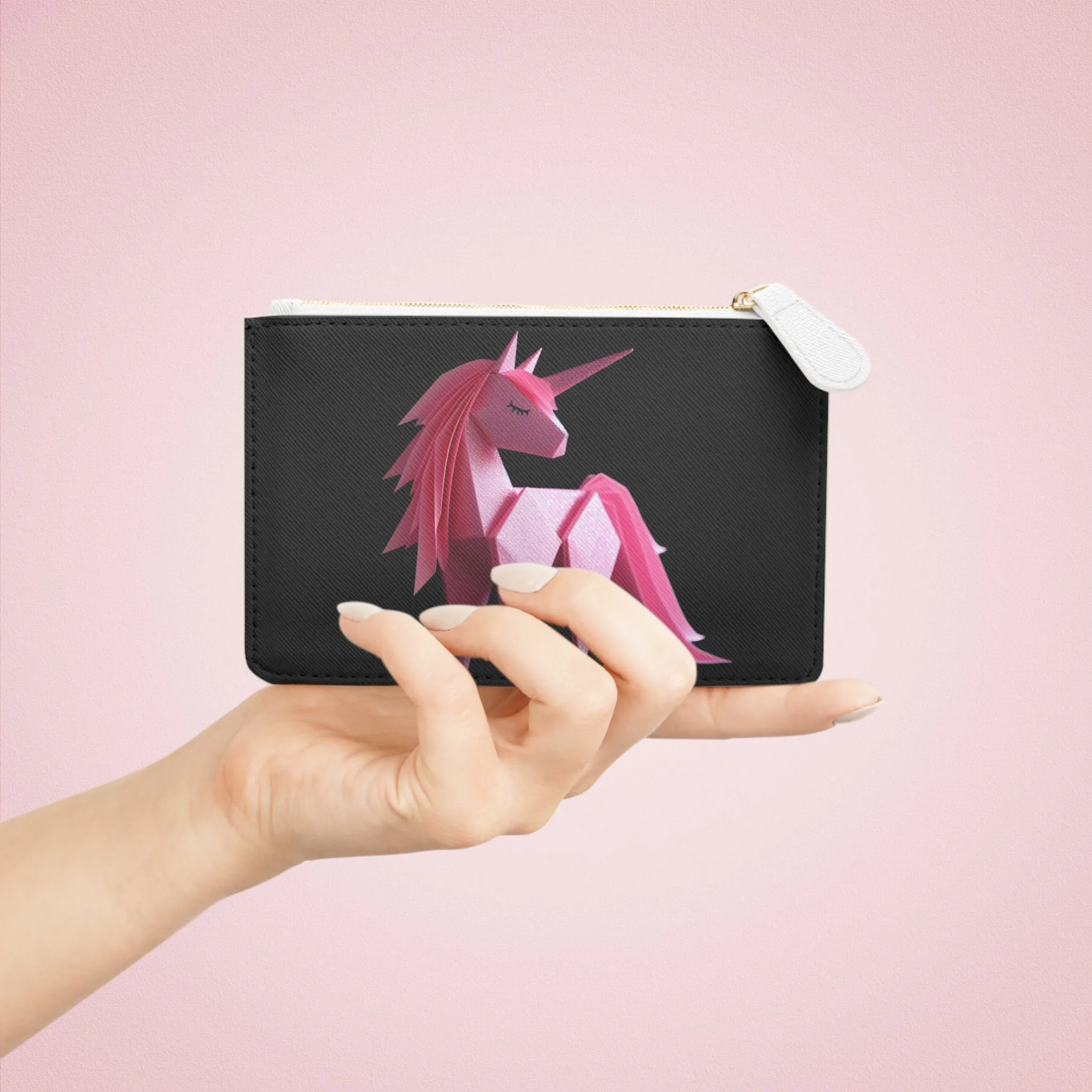 Origami Pink Unicorn Mini Clutch Bag