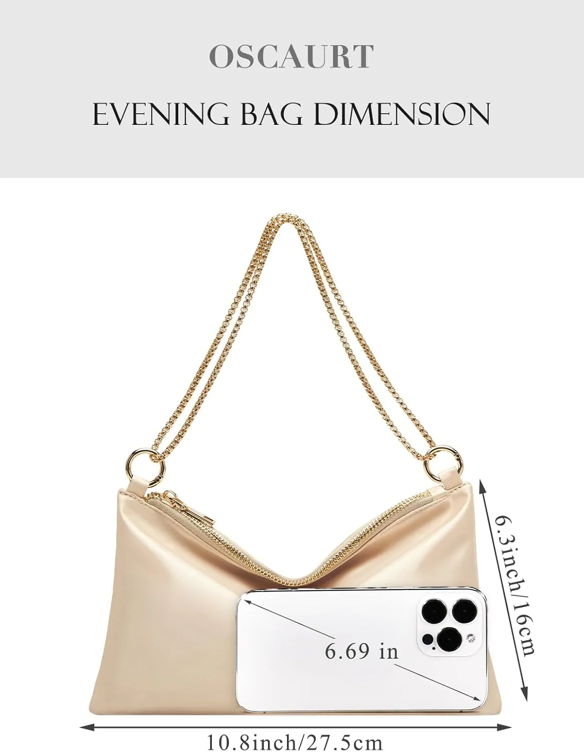oscaurt Women's Evening Handbag Satin Shoulder Bag Purse for Prom Engagement Cocktail Party Wedding