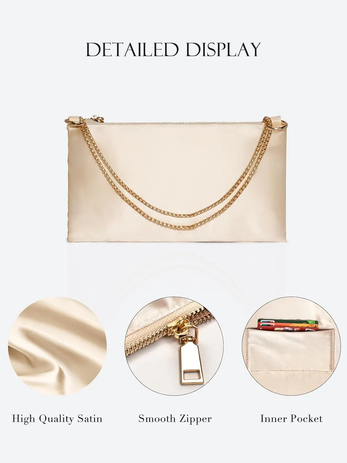 oscaurt Women's Evening Handbag Satin Shoulder Bag Purse for Prom Engagement Cocktail Party Wedding