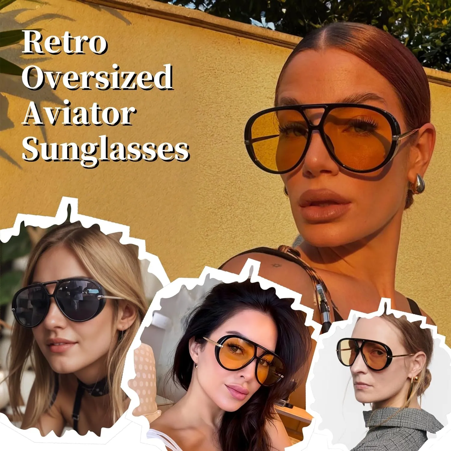 Oversized Retro Aviator Sunglasses for Women Fashion UV Protection 2025 Trendy Large Frame Sunglasses Womens