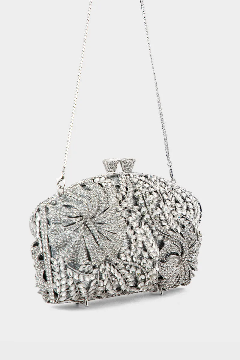 Party Wear Clutch BK4092-Silver