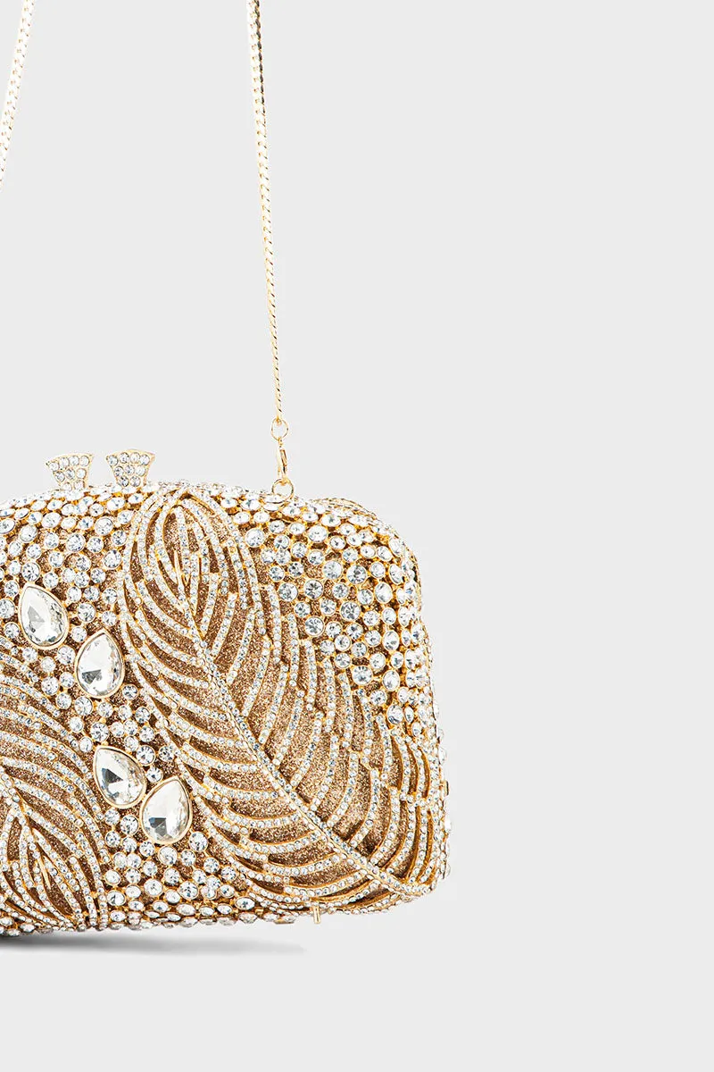 Party Wear Clutch BK4096-Golden