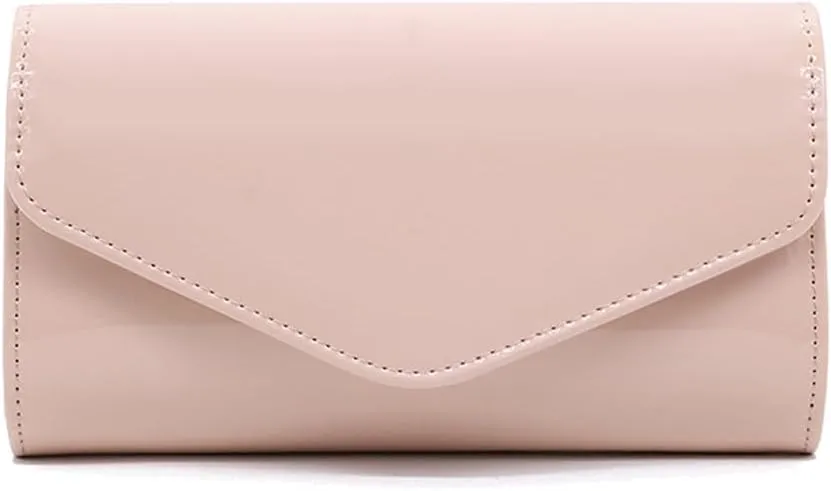 Patent Leather Envelope Clutch Purse Shiny Shoulder Bag Candy Chain Evening Bag Elegant Handbag
