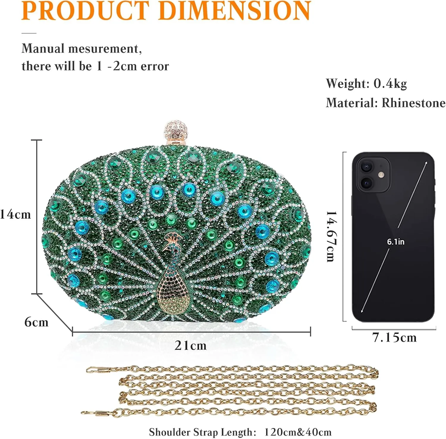 Peacock Evening Bag Rhinestone Clutch Bag for Women Sparkly Crystal Handbag Bridal Wedding Purse Elegant Shoulder Bag