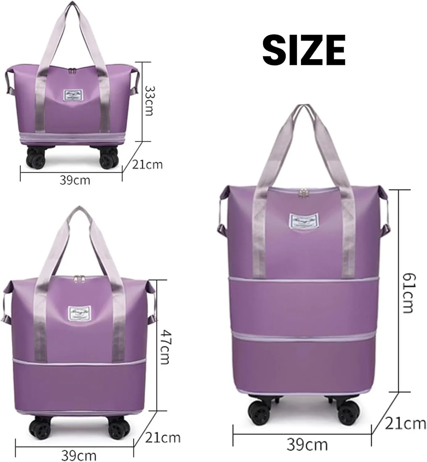 Pepepo Travel Bag with Wheels-(2025 New Large Capacity Travel Bag - Universal Wheel Removable) (Blue,Non-wheeled)