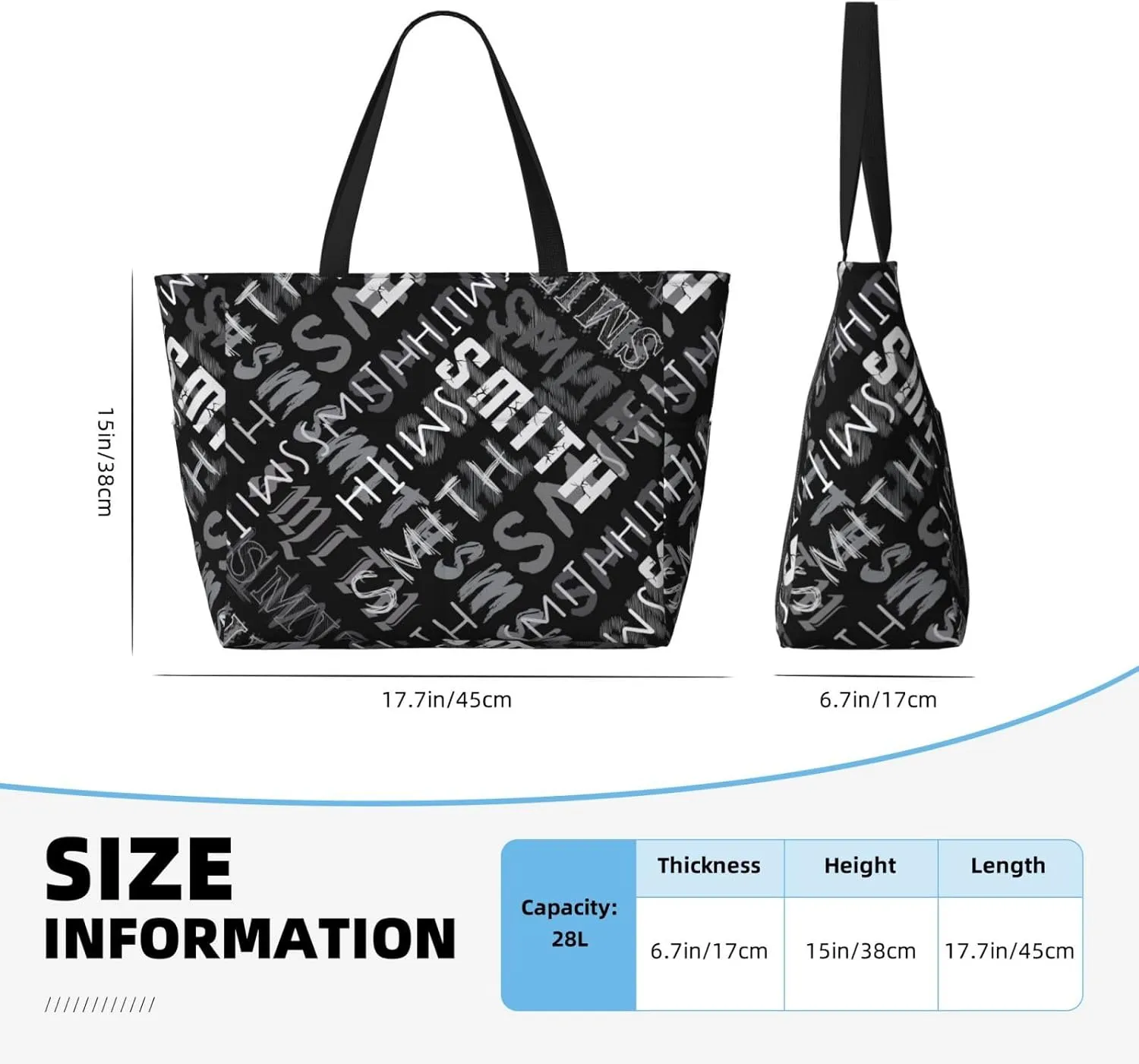 Personalized Beach Bag Custom Totes Bag Sandproof Swim Pool Bag With Zipper And Pockets for Women Travel Vacation Gym
