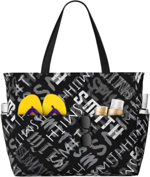 Personalized Beach Bag Custom Totes Bag Sandproof Swim Pool Bag With Zipper And Pockets for Women Travel Vacation Gym