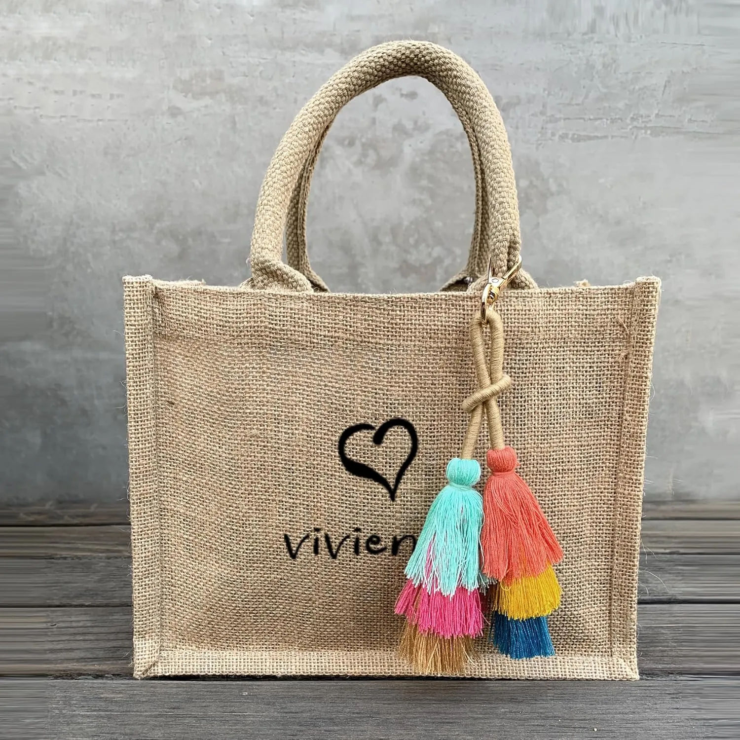 Personalized Bridesmaid Bags - Cute Burlap Tote Bags