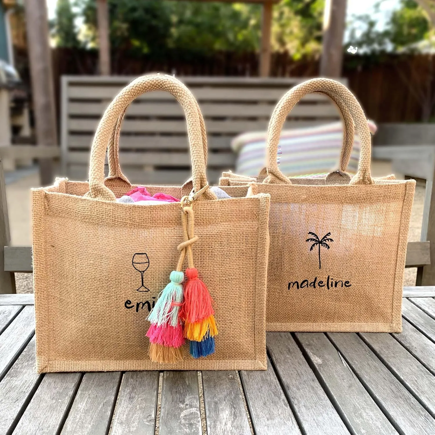 Personalized Bridesmaid Bags - Cute Burlap Tote Bags