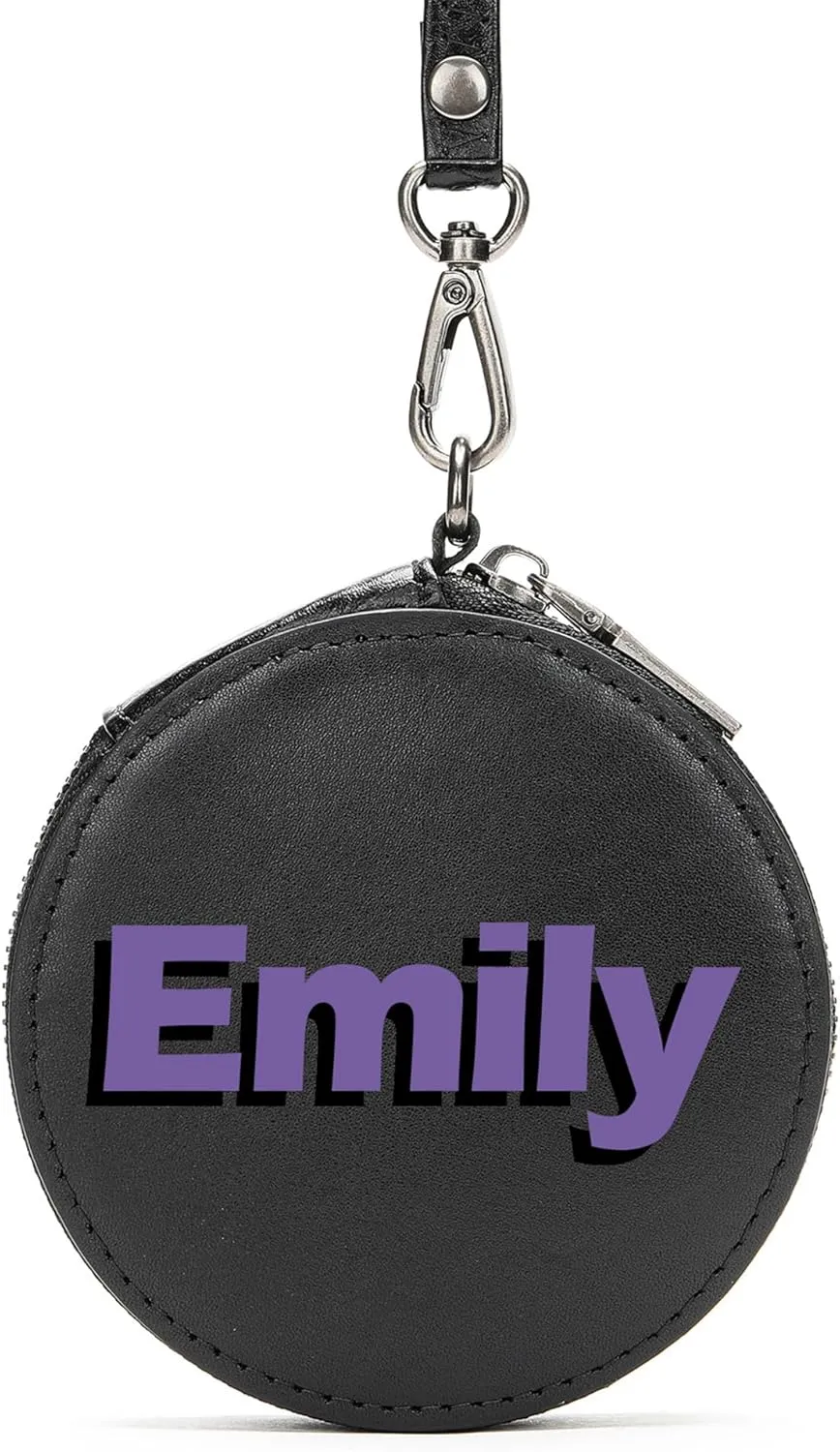 Personalized Coin Purse Pouch with Name, Custom Small Leather Change Purse for Coins Card Cash Zipper Mini Wallet for Women Men - Customized Gifts for Christmas Birthday Anniversary, Bridesmaid Gifts