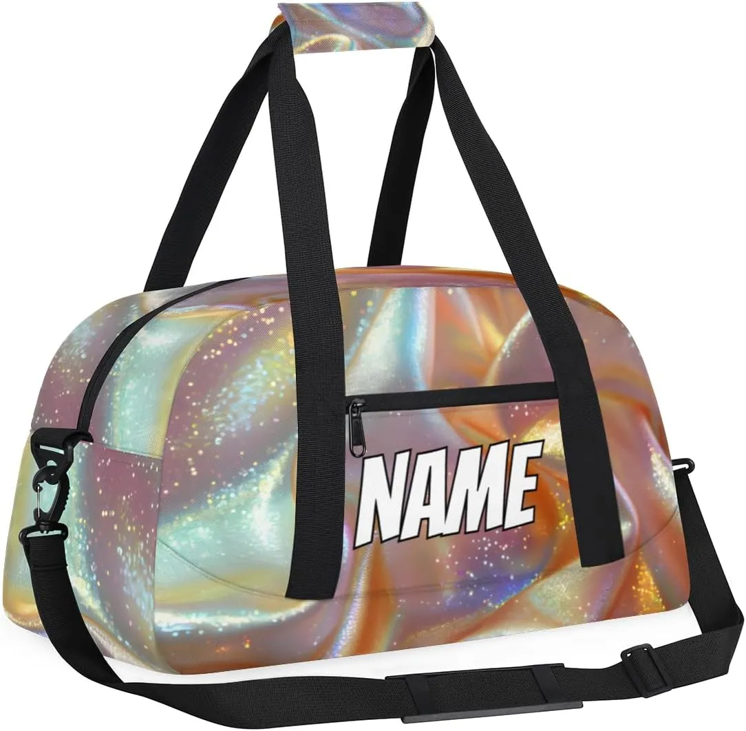 Personalized Custom Gym Bag for Women Men Carry on Ombre Glitter Travel Duffel Tote Sparkly Colorful Overnight Workout Weekender Bag