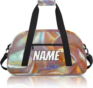 Personalized Custom Gym Bag for Women Men Carry on Ombre Glitter Travel Duffel Tote Sparkly Colorful Overnight Workout Weekender Bag