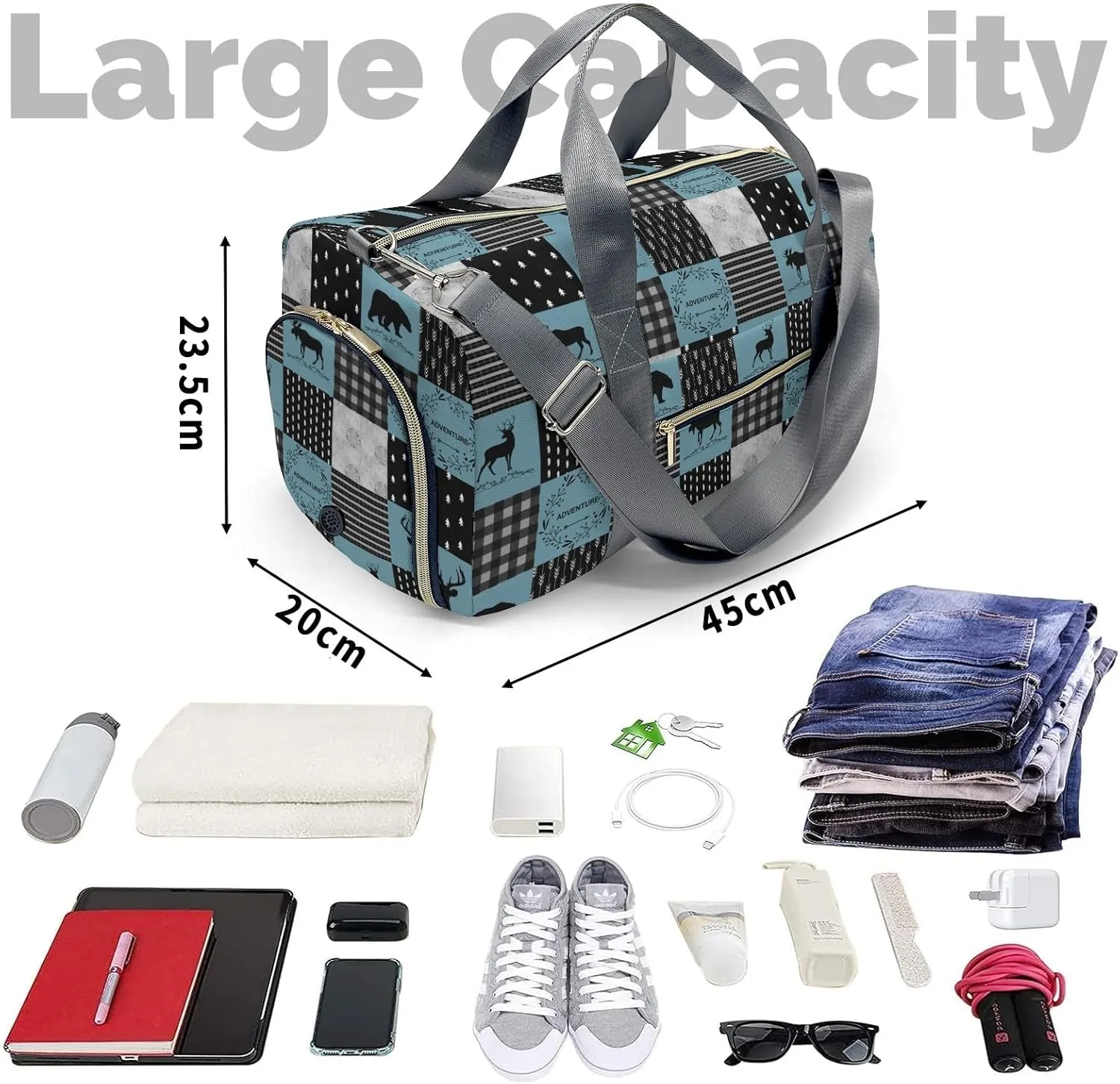 Personalized Duffel Bag Adventure Wild One Deer Bear Luxury on the Go: High-End Travel Bags for Sophisticated Travelers