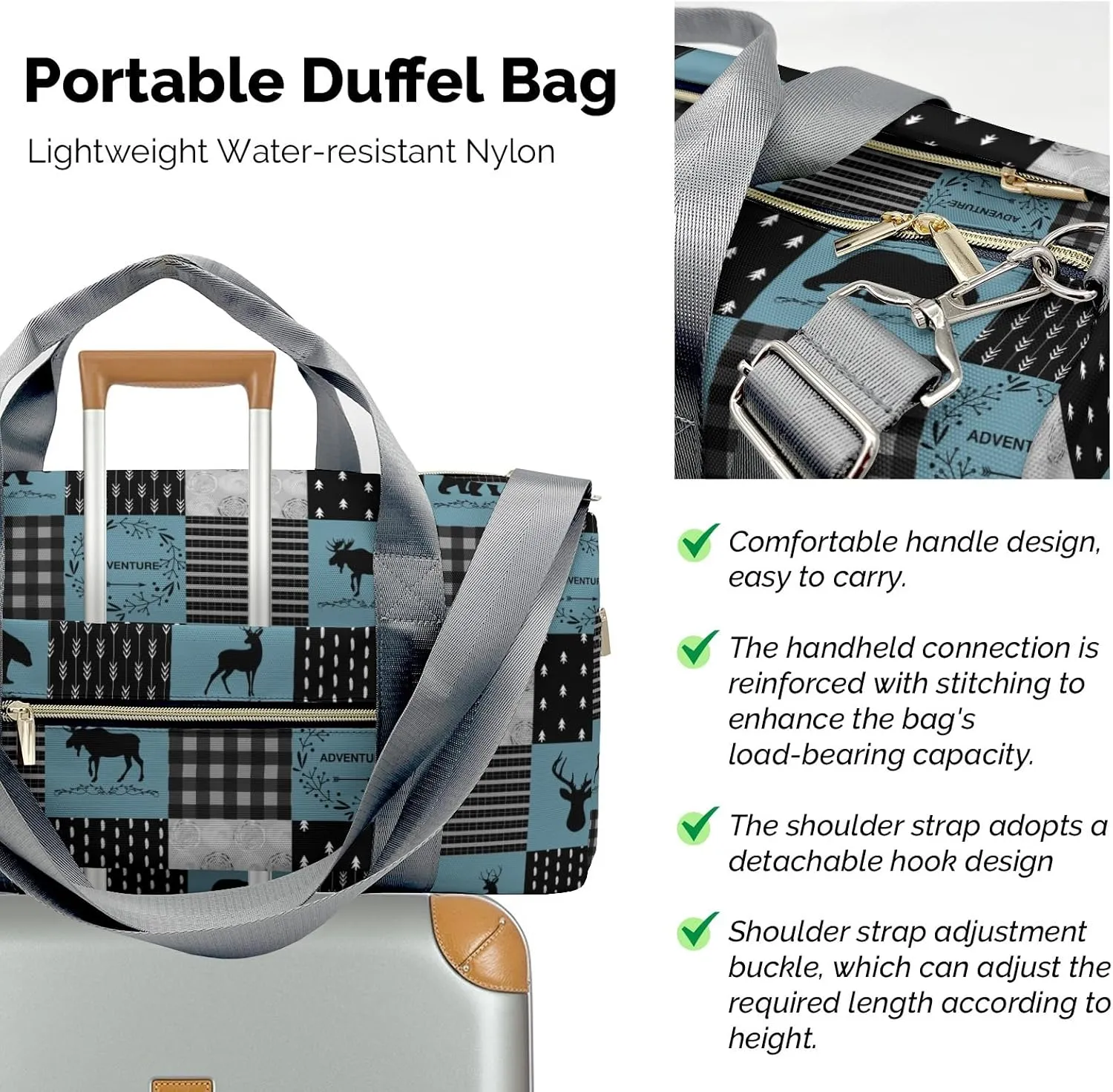 Personalized Duffel Bag Adventure Wild One Deer Bear Luxury on the Go: High-End Travel Bags for Sophisticated Travelers