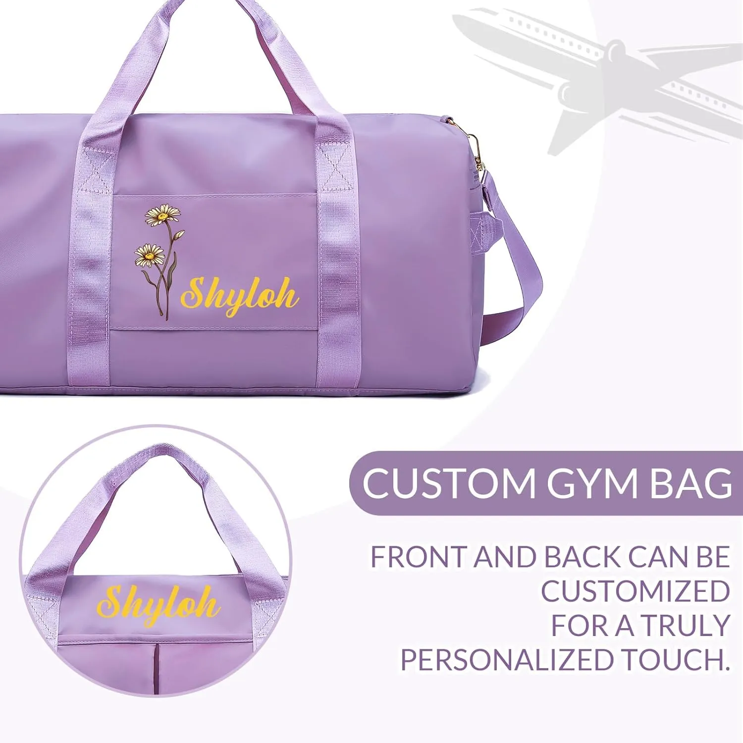Personalized Duffle Bag, Custom Name Sports Gym Bag with Shoe Compartment&Dry Pockets, Waterproof Weekender Bags for Women and Men,Swim Dance Gym Travel Bag,Gifts for Groomsman, Bridesmaid