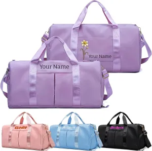 Personalized Duffle Bag, Custom Name Sports Gym Bag with Shoe Compartment&Dry Pockets, Waterproof Weekender Bags for Women and Men,Swim Dance Gym Travel Bag,Gifts for Groomsman, Bridesmaid