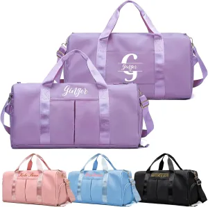 Personalized Duffle Bag, Custom Name Sports Gym Bag with Shoe Compartment&Dry Pockets,Waterproof Weekender Bags for Women and Men, Swim Dance Gym Travel Bag, Gifts for Groomsman,Bridesmaid