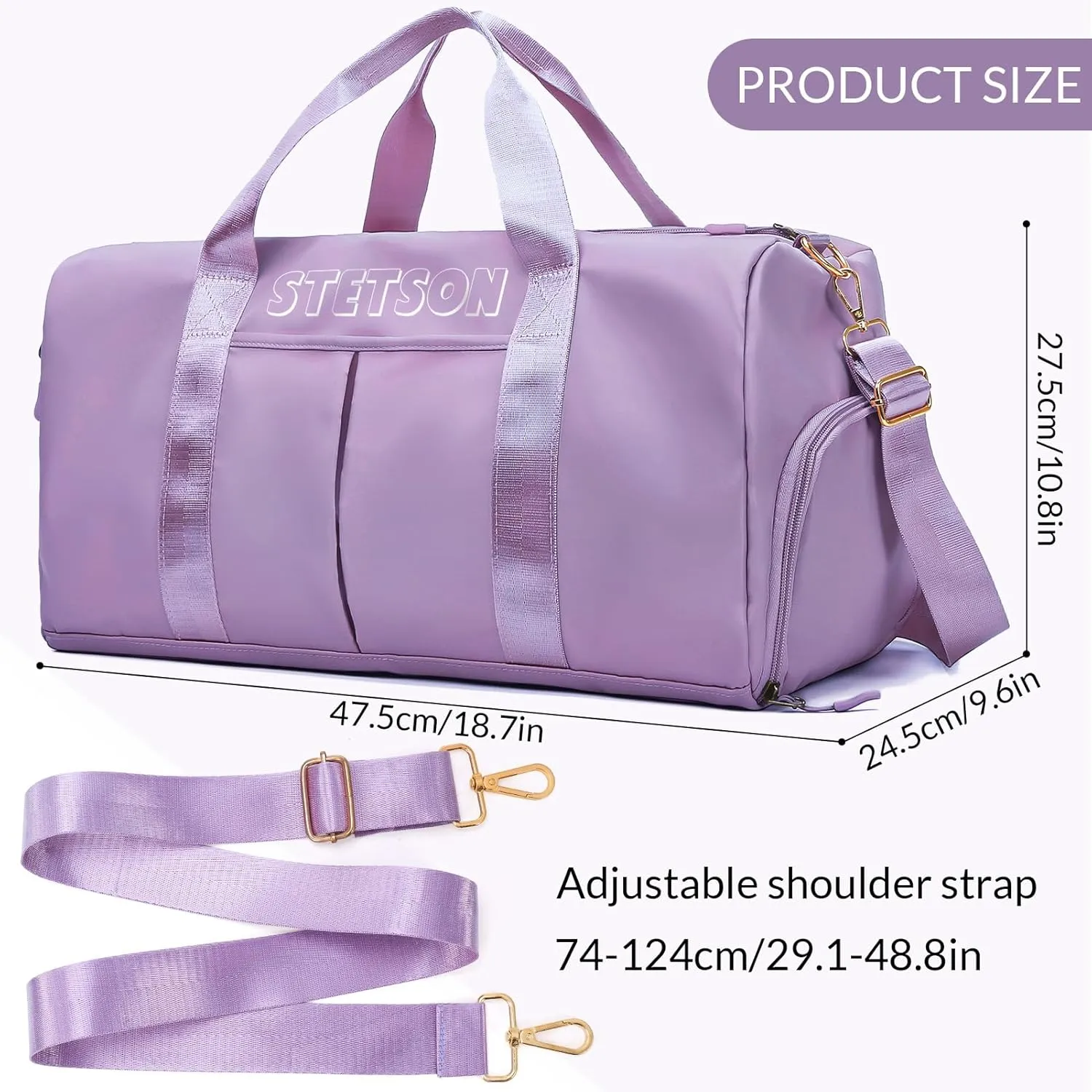 Personalized Duffle Bag, Custom Name Sports Gym Bag with Shoe Compartment&Dry Pockets,Waterproof Weekender Bags for Women and Men, Swim Dance Gym Travel Bag, Gifts for Groomsman,Bridesmaid