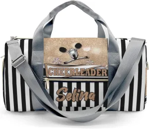 Personalized Gift Duffel Bag Cheerleader Girl Sparkly Gold Pom Pom Travel in Style: Trendy Bags for Sport and Leisure