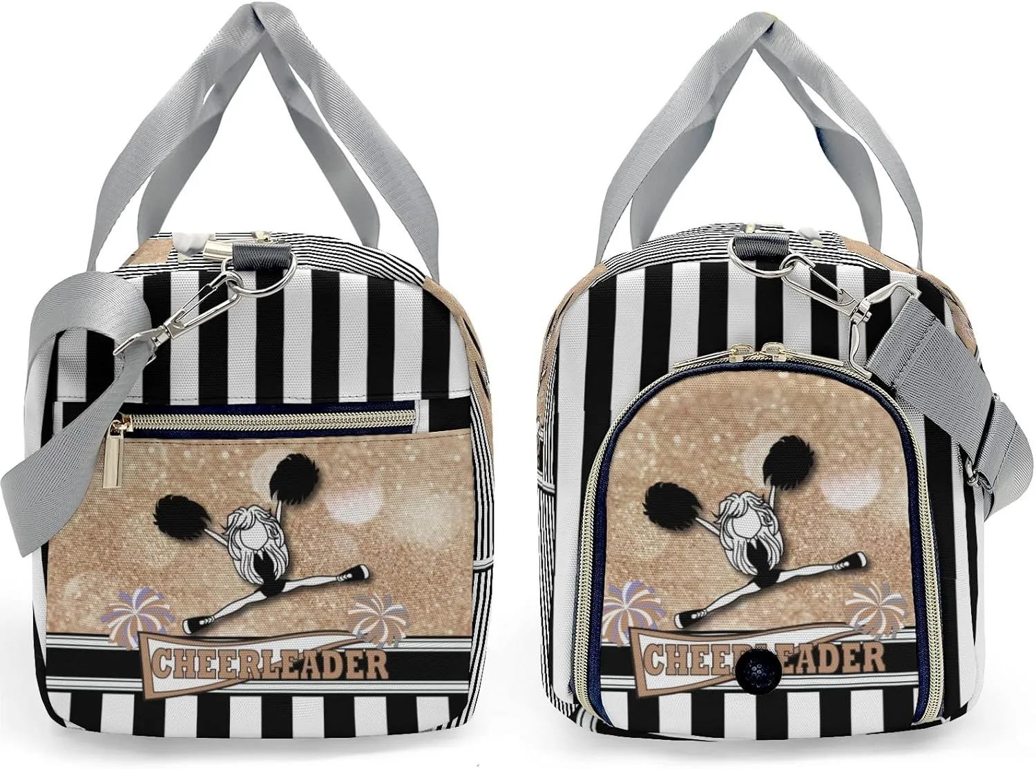 Personalized Gift Duffel Bag Cheerleader Girl Sparkly Gold Pom Pom Travel in Style: Trendy Bags for Sport and Leisure