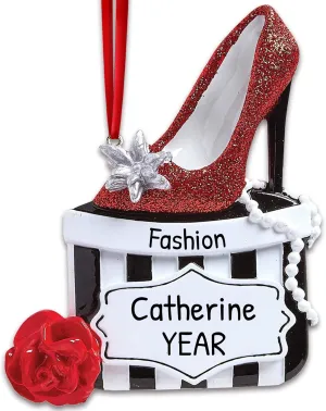 Personalized High Heel Shoe Ornament 2025 – Custom for Best Friend, Girlfriend, Sister – Sparkly Red Heel Keepsake for Tree Decor