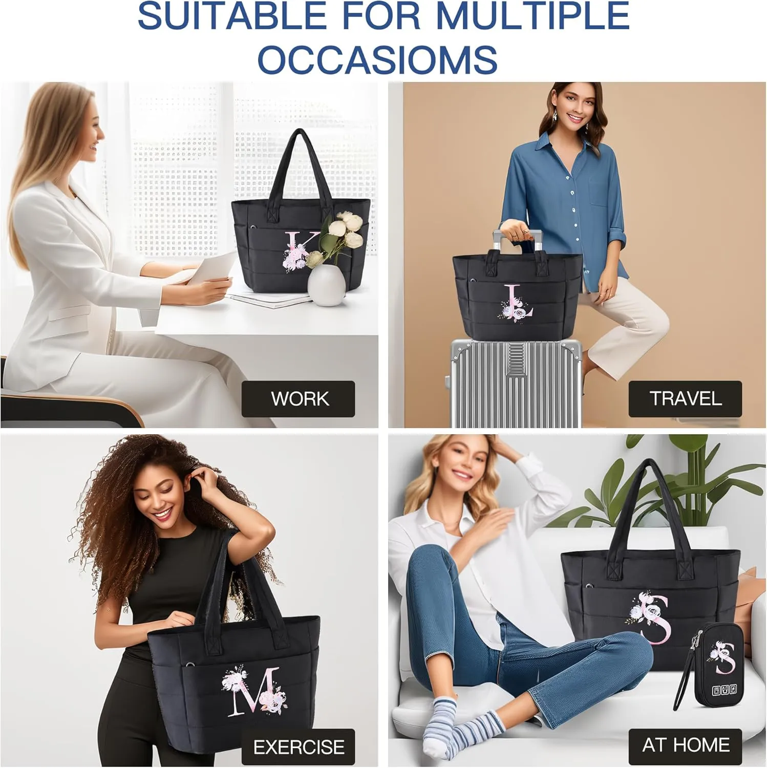 Personalized Initial Tote Bag for Women