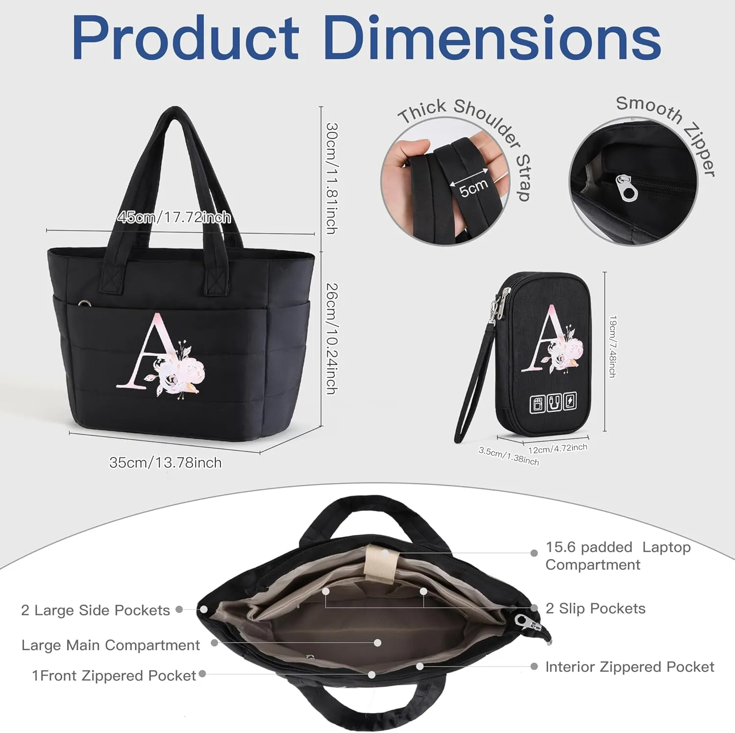 Personalized Initial Tote Bag for Women