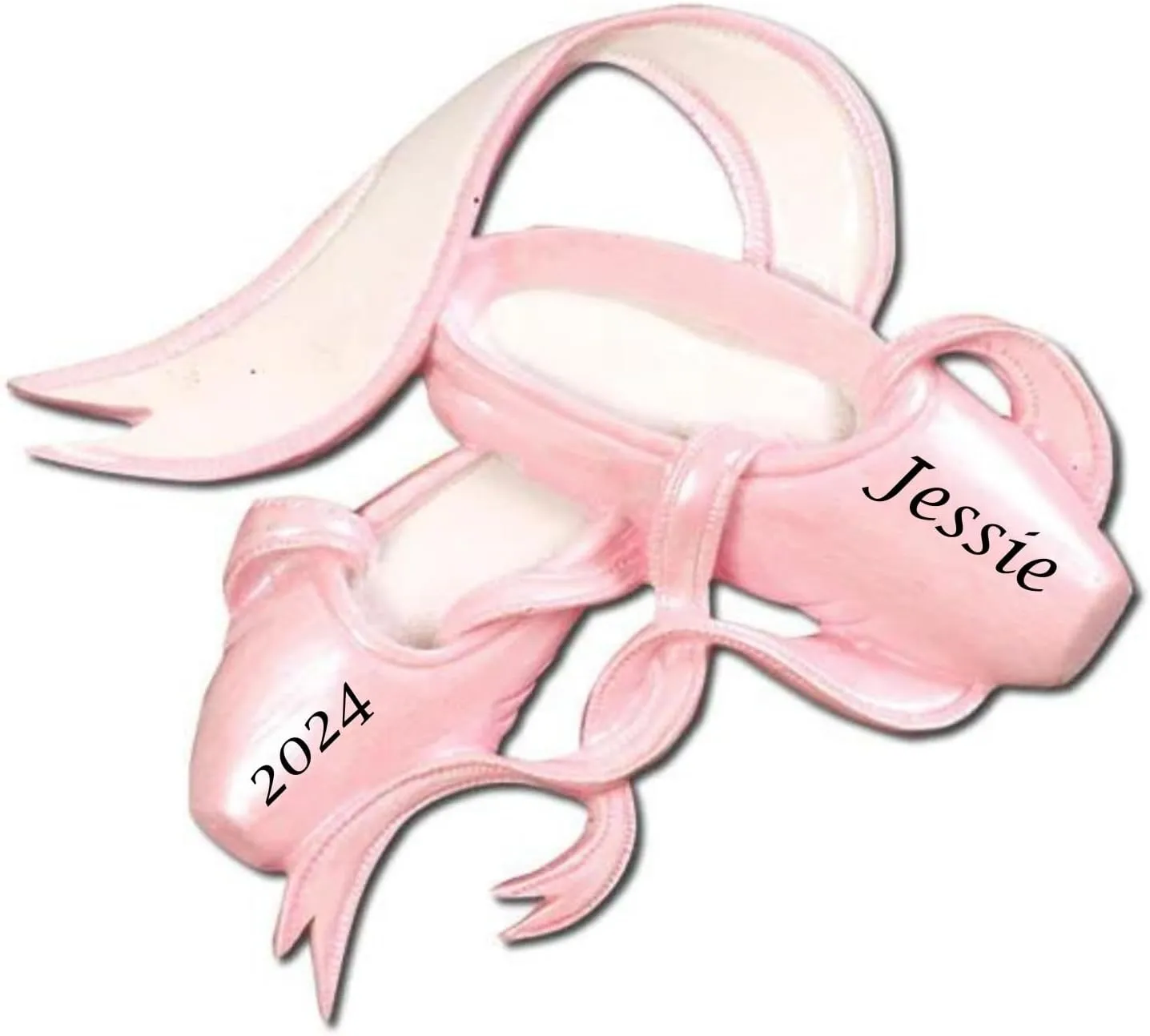 Personalized Kids Christmas Ornament 2022 - Child-Pink Ballet Shoes Christmas Tree Ornament - Pink Customized Keepsake - Gifts for Girls - Free Personalization