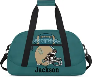 Personalized Kids Gym Bag, Custom Sport Duffel Bag for Boys - Overnight Weekender Bag Carry on Tote for Airplane Swim Travel - Dark Cyan