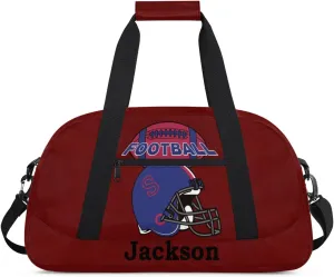 Personalized Kids Gym Bag, Custom Sport Duffel Bag for Boys - Overnight Weekender Bag Carry on Tote for Airplane Swim Travel - Maroon