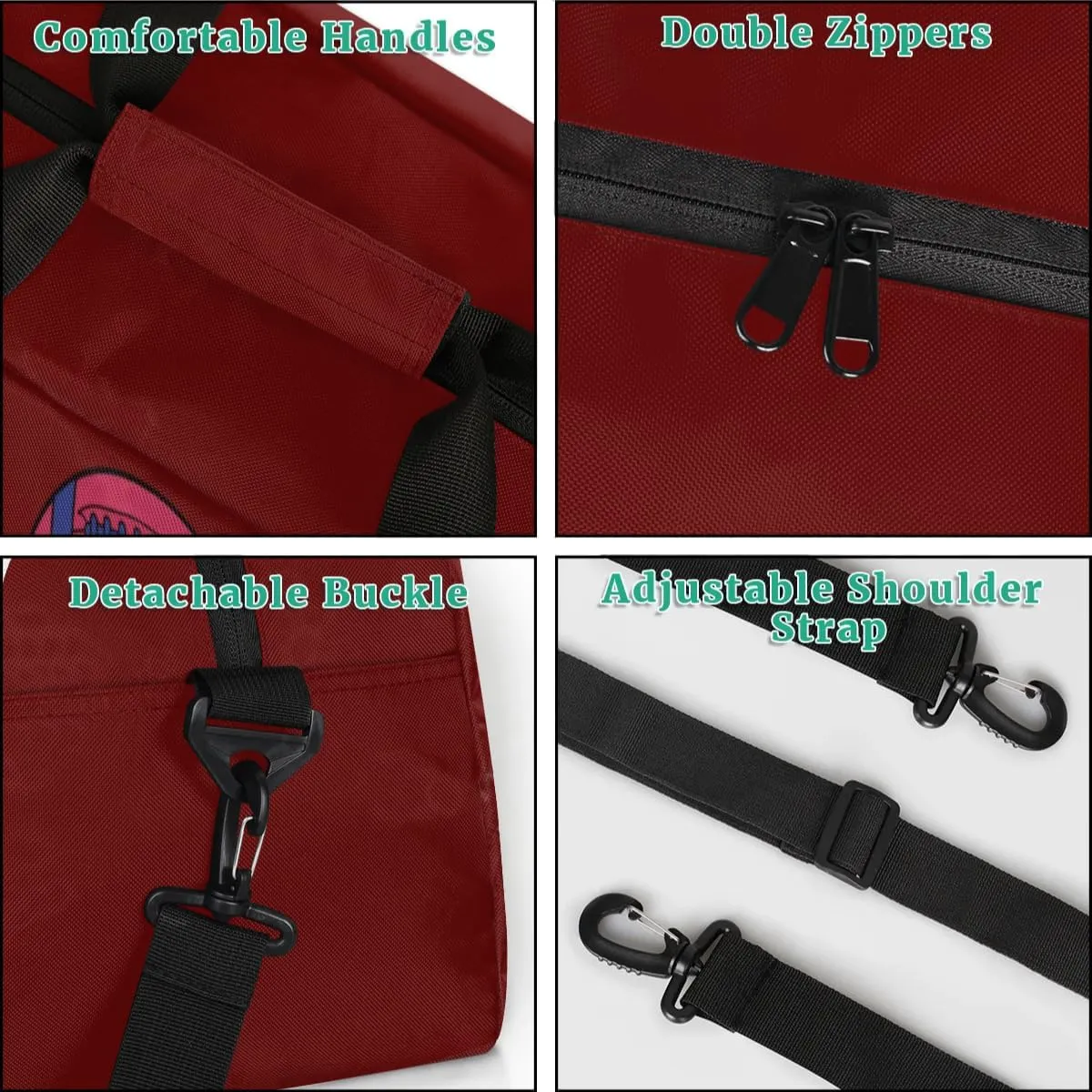 Personalized Kids Gym Bag, Custom Sport Duffel Bag for Boys - Overnight Weekender Bag Carry on Tote for Airplane Swim Travel - Maroon