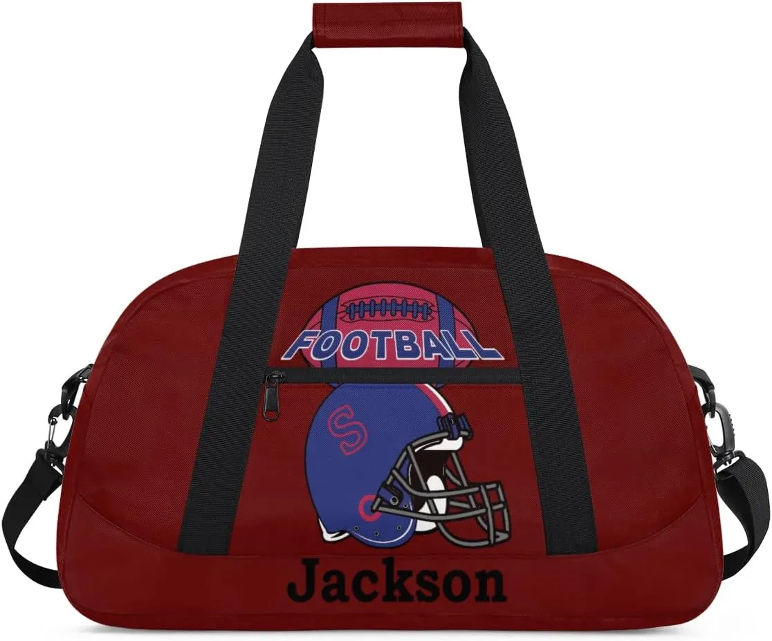 Personalized Kids Gym Bag, Custom Sport Duffel Bag for Boys - Overnight Weekender Bag Carry on Tote for Airplane Swim Travel - Maroon