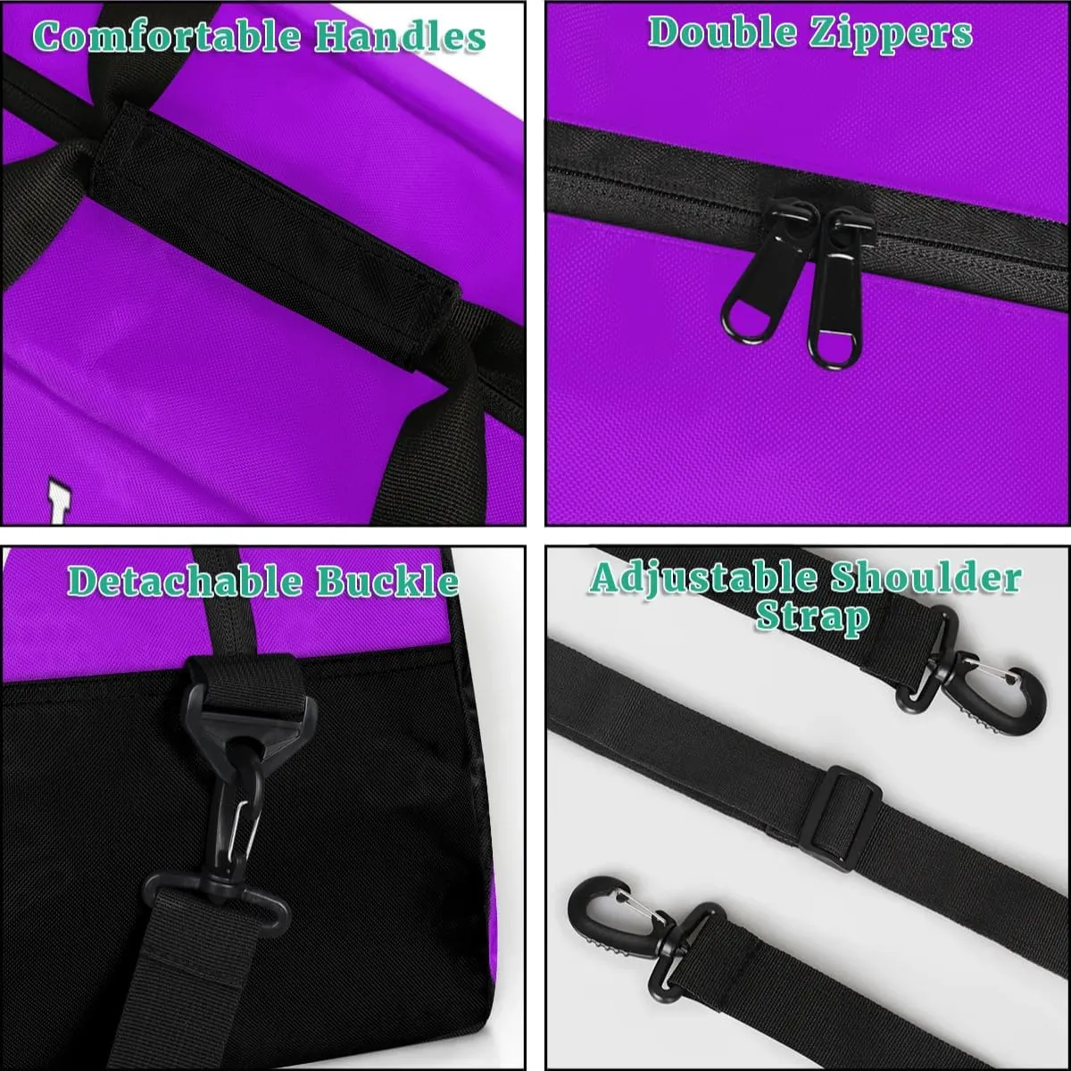 Personalized Kids Gym Bag, Custom Sport Duffel Bag for Boys - Overnight Weekender Bag Carry on Tote for Airplane Swim Travel - Taekwondo Purple