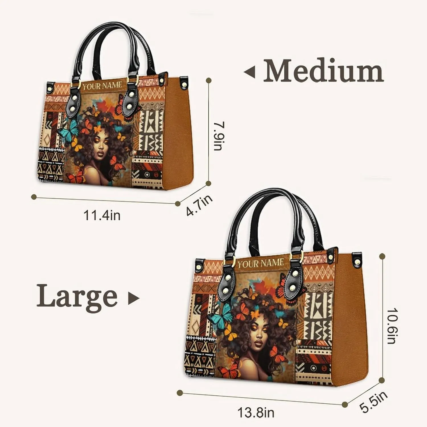 Personalized Leather Handbags for Women - Fashion Casual Shoulder Tote Bag - Gifts for Women Mom Grandma