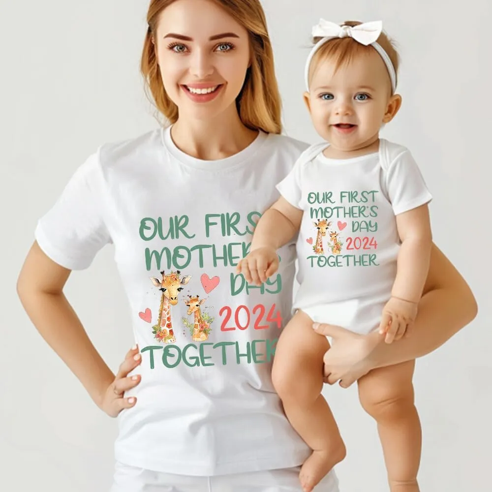 Personalized Mom And Baby Matching Outfits, Our First Mothers Day Together, Mom me Matching Shirt